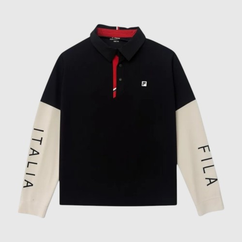 Fila Italia Γυναικείο Μακρυμάνικο Polo Μαύρο–Εκρού / Pre-Owned